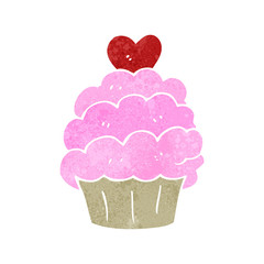 retro cartoon pink cupcake