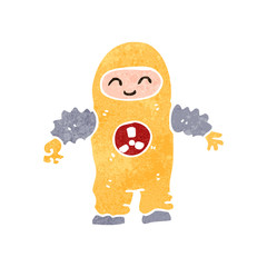 retro cartoon man in protective suit