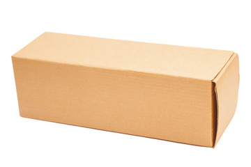 Closed cardboard box isolated on a white background