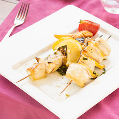 Swordfish on skewer