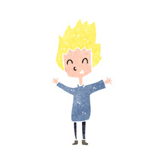retro cartoon excited blond boy