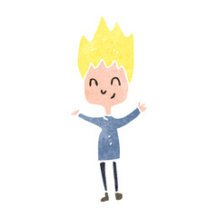 retro cartoon excited blond boy