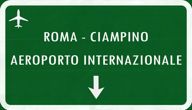Rome Italy Airport Highway Sign