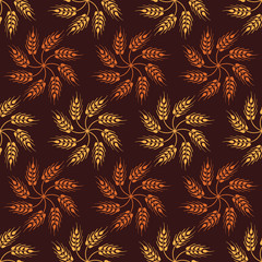 Seamless vintage pattern with rows of flowers from yellow and or