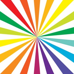 White rays on rainbow background. Colorful. Vector. Background.