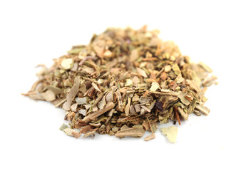 Pile of herbal tea isolated on white