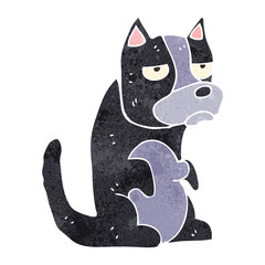 retro cartoon grumpy dog