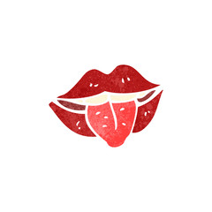 retro cartoon mouth with sticking out tongue