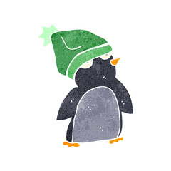 retro cartoon funny christmas penguin