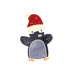 retro cartoon funny christmas penguin
