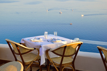 Romantic table setup, in Santorini