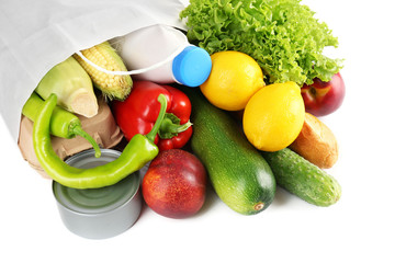 Paper bag with food close up