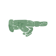 retro cartoon pointing hand symbol