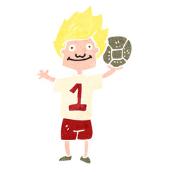 retro cartoon soccer player