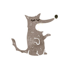 retro cartoon little wolf