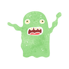 retro cartoon spooky green ghost