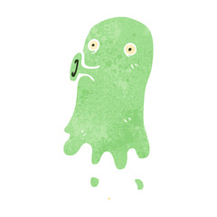 retro cartoon spooky green ghost