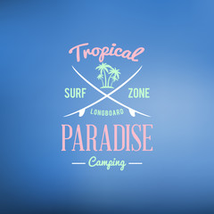 Vintage Hipster Summer Holidays Label or Badge. Vector Design Element on Coloful Summer Background