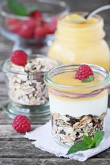 Whole grain muesli with lemon cream and yogurt