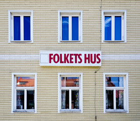 Fototapeta na wymiar People's house (Folketshus) in a little swedish town