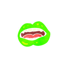 retro cartoon green lips