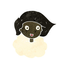retro cartoon girl with head in clouds