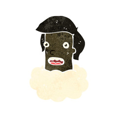 retro cartoon man with head in clouds