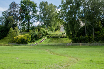 Family house on a green hill