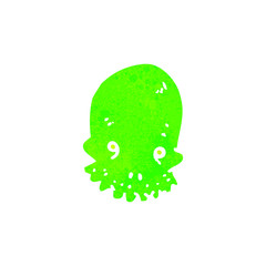 retro cartoon glowing green skull
