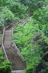 curving stone staircase in Vang Vieng