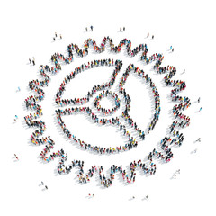 people in the shape of gears