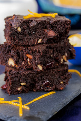 brownie with walnuts and dried cranberries