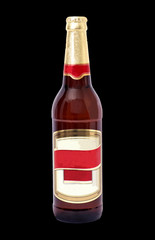 beer bottle isolated on black background