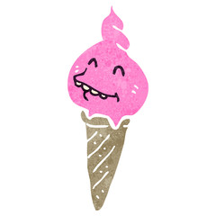 retro cartoon melting ice cream cone