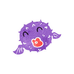 retro cartoon puffer fish