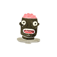 retro cartoon head with exposed brain