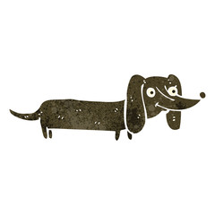 retro cartoon sausage dog