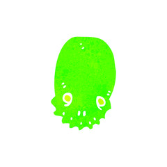 retro cartoon glowing green skull