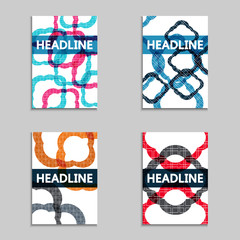 Set of vector templates with colorful geometric motive. 