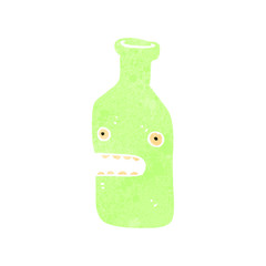 retro cartoon wine bottle with face
