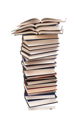Pile of books isolated on white background