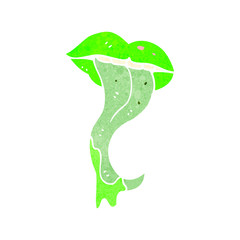 retro cartoon monster mouth sticking out tongue