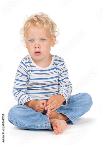 White Curly Hair And Blue Eyes Baby Stock Photo And Royalty Free