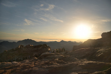 Fototapeta na wymiar sunrise on sinai mountain