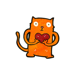 retro cartoon cat with heart