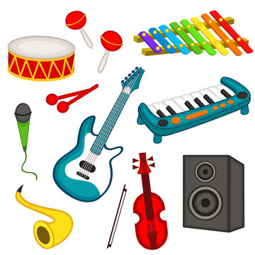 set of isolated musical instruments - vector illustration, eps