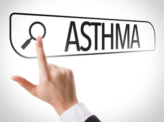 Asthma written in search bar on virtual screen