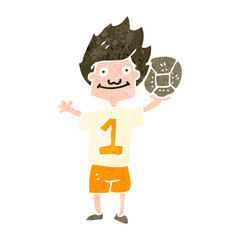 retro cartoon soccer player