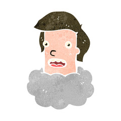 retro cartoon head in clouds
