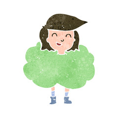 retro cartoon girl in cloud of smell